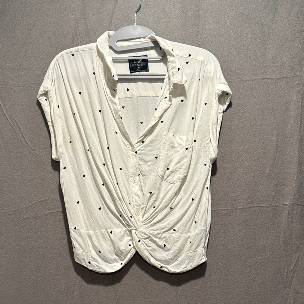 Abercrombie & Fitch White Crop Top with Black Dots